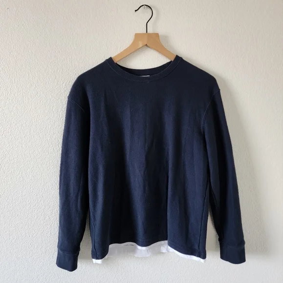 Zara Men’s Navy Blue L/S Thermal Top Size Medium - Picture 1 of 6